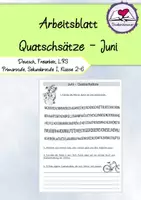 Vorschau - Arbeitsblätter - Arbeitsblatt Quatschsätze "Juni", Deutsch, LRS, Klasse 2-6 - Deckblatt