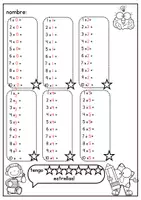 Vista previa - Hojas de trabajo - Examen de tablas de multiplicar, tablas 1-5 - página 2