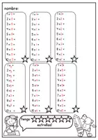 Vista previa - Hojas de trabajo - Examen de tablas de multiplicar, tablas 1-5 - página 3