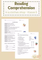 Vorschau - Arbeitsblätter - In a clothes shop - reading comprehension 5. Klasse - Deckblatt