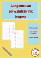Vorschau - Arbeitsblätter - Längenmasse umrechnen mit Komma mit Lösungen falten - Seite 1