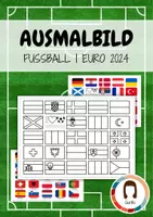Vorschau - Mal- und Bastelvorlagen - Ausmalbild, Postkarte oder Poster "Flaggen Euro 2024 | Fußball-EM" - Deckblatt