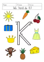 Vorschau - Arbeitsblätter - Buchstabeneinführung K - KOMPLETTpaket: Bildkarten, Lesespaziergang, schreiben lernen, … - Deckblatt