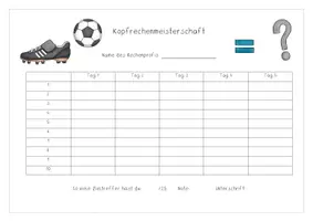 Vorschau - Arbeitsblätter - Kopfrechenmeisterschaft Fußball , 1./4. Klasse - Seite 3