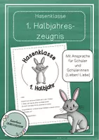 Vorschau - Anderer Materialtyp - Hasenklasse - 1. Halbjahreszeugnis in der 1. Klasse - Deckblatt