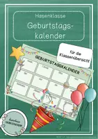 Vorschau - Anderer Materialtyp - Hasenklasse - Geburtstagskalender / Geburtstagsübersicht - Deckblatt