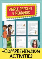 Vorschau - Arbeitsblätter - Simple Present: 5 readings + comprehension exercises (Englisch) - Deckblatt