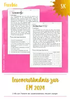 Vorschau - Arbeitsblätter - Allgemeine Leseverständnistexte zur EM 2024 (Freebie) - Deckblatt