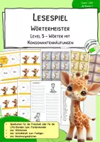 Vorschau - Stationenlernen - Lesespiel - Kartenspiel - 1. Klasse - Wörter lesen - Lesen üben - Level 5 -Konsonantenhäufung - Deckblatt