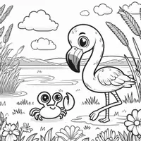 Vorschau - Mal- und Bastelvorlagen - Flamingo Ausmalbilder (50 Malvorlagen) inkl. Stundenentwurf (PDF) - Seite 1