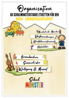 Vorschau - Bildkarten - 68 Schulmonsterstarke Etiketten für das Fach Musik: Organisation - Deckblatt