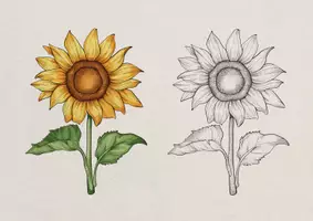 Vorschau - Mal- und Bastelvorlagen - Blumen realistisch ausmalen - 10 Malvorlagen mit vorgegebenen Farben - Seite 1