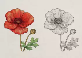 Vorschau - Mal- und Bastelvorlagen - Blumen realistisch ausmalen - 10 Malvorlagen mit vorgegebenen Farben - Seite 3