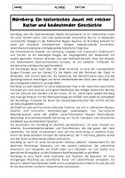 Vorschau - Arbeitsblätter - Nürnberg: 6 Fragen zum Text - Seite 1