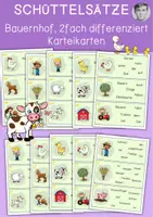 Vorschau - Bildkarten - Auf dem Bauernhof, Schüttelsätze Karteikarten, differenziert - Deckblatt