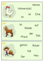 Vorschau - Bildkarten - Auf dem Bauernhof, Schüttelsätze Karteikarten, differenziert - Seite 1