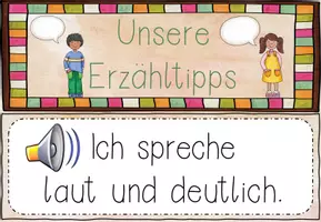 Vorschau - Poster - Erzählregeln / Erzähltipps - Aushang und Tafelmaterial - Deckblatt