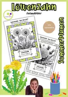 Vorschau - Mal- und Bastelvorlagen - Ausmalbilder Löwenzahn + Pusteblume | Taraxacum officinale - Deckblatt