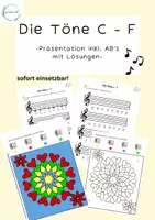 Vorschau - Unterrichtsreihen - Töne c - f - Notenlehre 3. Einheit - Deckblatt