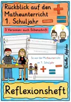 Vorschau - Stundenentwürfe - Mathe Klasse 1 Rückblick: Matheunterricht 1. Schuljahr Reflexionsheft - Deckblatt