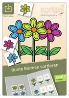 Vorschau - Stationenlernen - Klettmappe | Bunte Blumen sortieren | Level 1 - Deckblatt