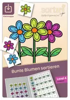 Vorschau - Stationenlernen - Materialpaket Klettmappen | Bunte Blumen sortieren | Level 1- 4 - Seite 1