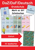 Vorschau - Arbeitsblätter - Merk es dir Schulsachen (einfach) - DaZ/DaF, Deutsch (Klasse 1 bis 4) - Deckblatt