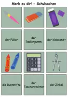 Vorschau - Arbeitsblätter - Merk es dir Schulsachen (einfach) - DaZ/DaF, Deutsch (Klasse 1 bis 4) - Seite 2