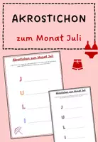 Vorschau - Stationenlernen - Juli: Akrostichon zum Monat Juli - Deckblatt