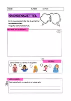 Vorschau - Arbeitsblätter - Nachdenkzettel -an GFK angelehnt- (2* für jüngere und ältere SuS) - Deckblatt