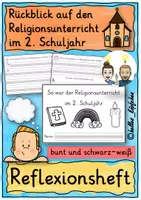Vorschau - Stundenentwürfe - Rückblick Religionsunterricht 2. Klasse: Religion 2. Schuljahr Reflexionsheft - Deckblatt