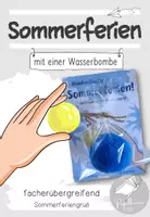 Vorschau - Mal- und Bastelvorlagen - Sommerferiengruß "Wasserschlacht" | "Wasserbombe" - Deckblatt