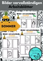 Vorschau - Mal- und Bastelvorlagen - Bilder vervollständigen: Sommer - Seite 2