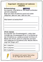 Vorschau - Arbeitsblätter - Strom Experiment Stromkreis mit mehreren Lämpchen - Seite 1