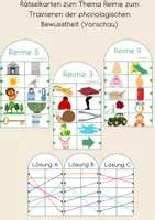 Vorschau - Spiele - Rätselkarten zum Thema Reime zum Trainieren der phonologischen Bewusstheit (Vorschau) - Deckblatt