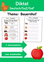 Vorschau - Arbeitsblätter - GRATIS - Diktat Thema Bauernhof - DaZ/DaF, Deutsch (Klasse 1 bis 4) - Deckblatt