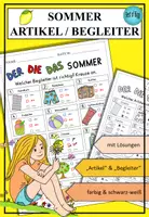 Vorschau - Arbeitsblätter - Wortschatzübung Artikel Begleiter zum Thema Sommer DaZ DaF A1 A2 - Deckblatt