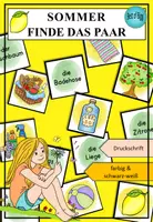 Vorschau - Spiele - Sommer Spiel Finde das Paar DaZ DaF A1 A2 - Deckblatt