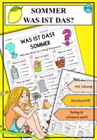 Vorschau - Arbeitsblätter - Sommer Wortschatz Übung: Was ist das? DaZ DaF A1 A2 - Deckblatt