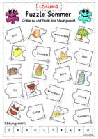 Vorschau - Arbeitsblätter - Wortschatz Sommer Puzzle DaF DaZ A1 / A2 - Seite 3