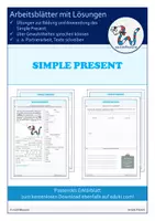 Vorschau - Arbeitsblätter - Das Simple Present | Arbeitsblätter mit Lösungen - Deckblatt