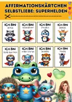 Vorschau - Mal- und Bastelvorlagen - Affirmationskärtchen Selbstliebe und Achtsamkeit Superhelden - Deckblatt