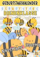Vorschau - Poster - BIENENKLASSE: Geburtstagskalender mit niedlichen Bienen/ Klassenraum Dekoration - Deckblatt