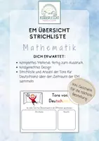 Vorschau - Arbeitsblätter - Strichliste Deutschland, EM, Mathematik Strichliste - Deckblatt