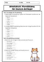 Vorschau - Arbeitsblätter - Arbeitsblatt: Pluralbildung für Deutsch-Anfänger - Seite 1