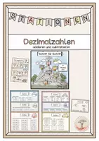 Vorschau - Arbeitsblätter - Dezimalzahlen addieren und subtrahieren Stationentraining - Deckblatt
