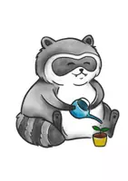 Vorschau - Mal- und Bastelvorlagen - Waschbär mit Gießkanne - Clipart Grafiken - Seite 2