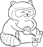 Vorschau - Mal- und Bastelvorlagen - Waschbär mit Gießkanne - Clipart Grafiken - Seite 3