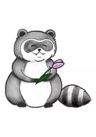 Vorschau - Mal- und Bastelvorlagen - Waschbär mit Tulpe - Clipart Grafiken - Seite 2