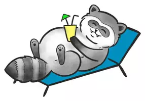 Vorschau - Mal- und Bastelvorlagen - Waschbär mit Getränk - Clipart Grafiken - Deckblatt